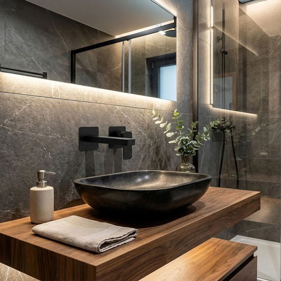 Bateria Umywalkowa Podtynkowa ARLO Czarny