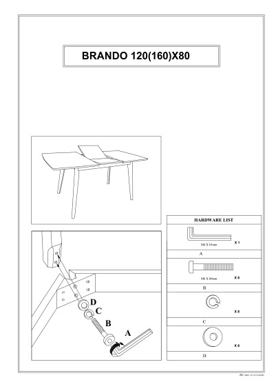 Stół Rozkładany BRANDO (120-160)x80 Dąb