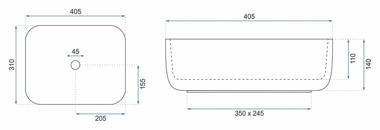 Umywalka Nablatowa DEMI MINI AIAX SHINY Biały