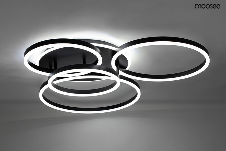 Lampa Sufitowa/Plafon RINGS 5 Czarny
