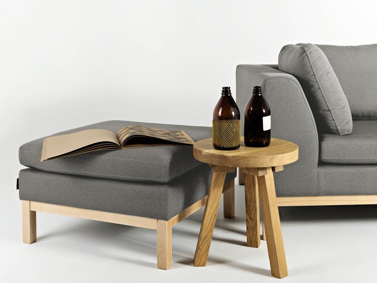 Puf Ambient Wood 70x70x42 Kwarc/Naturalny