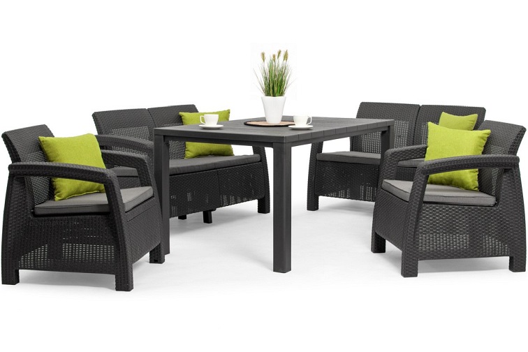 Zestaw Ogrodowy Corfu Fiesta + Stół Julie 6-Osobowy Grafit