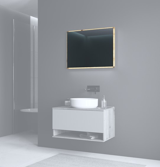 Lustro AVIOLA 80 cm z LED Dąb Artisan