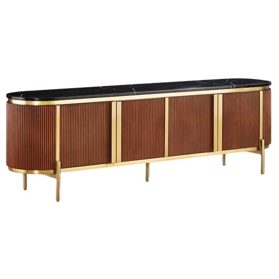Komoda RTV STILIG ST382D Złoty/Brązowy/Czarny