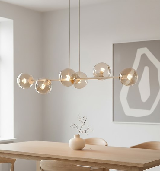 Lampa Wisząca MAGNUS 6 Beżowy/Bursztynowy