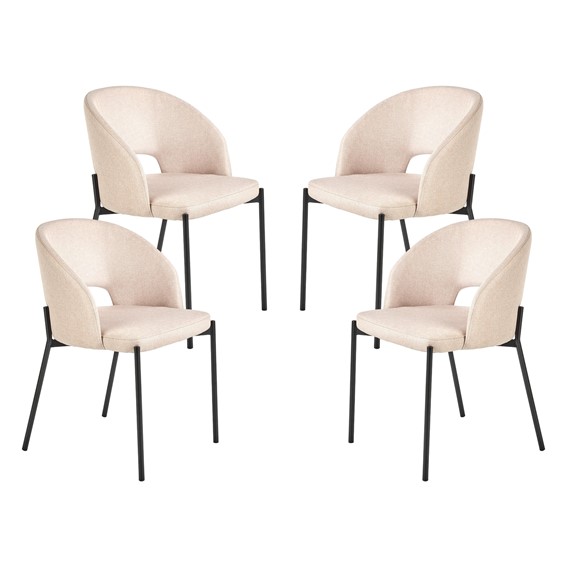 Zestaw 4x Krzesło K373 Czarny/Beżowy