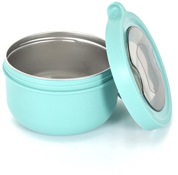 Okrągły Lunch Box Niebieski Z Widelcem