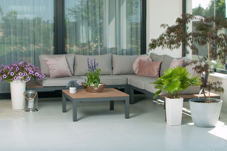 Narożnik Ogrodowy BALI 5-Osobowy ze Stolikiem Szary