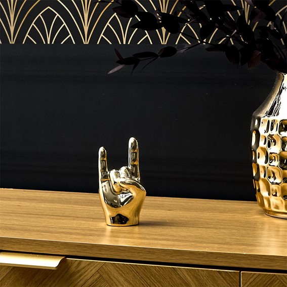 Dekoracja/Figurka Dłoń ROCK AND ROLL Palec Złoty