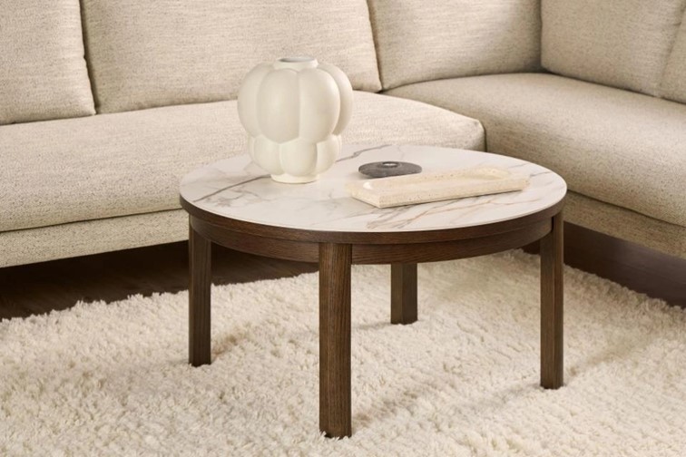 Stolik SOUTHAMPTON fi90 Beżowy/Brązowy