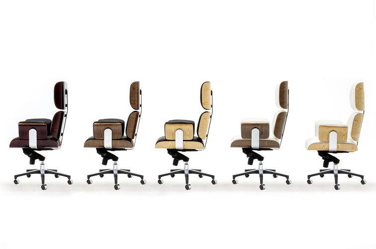 Fotel Biurowy LOUNGE BUSINESS Biały/Orzech