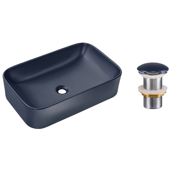 Zestaw Umywalkowy z Korkiem Click-Clack KAMA Granatowy Mat