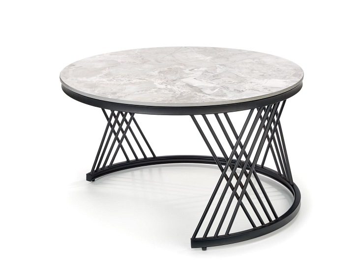 Ława FLAMINGO fi60/fi80 Popielaty Marmur/Czarny