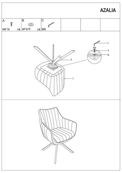 Zestaw 2x Krzesło AZALIA Velvet Czarny/Szary Bluvel 14