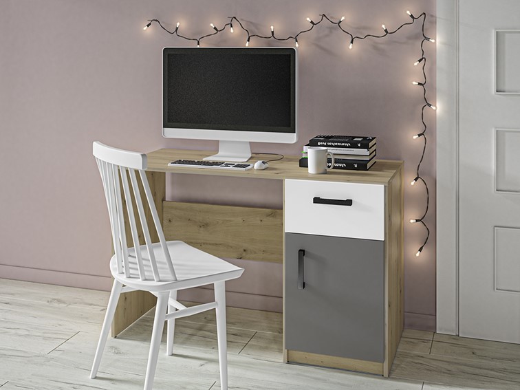 Biurko FINI 08 Dąb Artisan/Biały/Antracyt