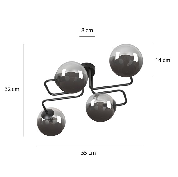 Lampa Sufitowa BRENDI 4 Czarny/Grafitowy