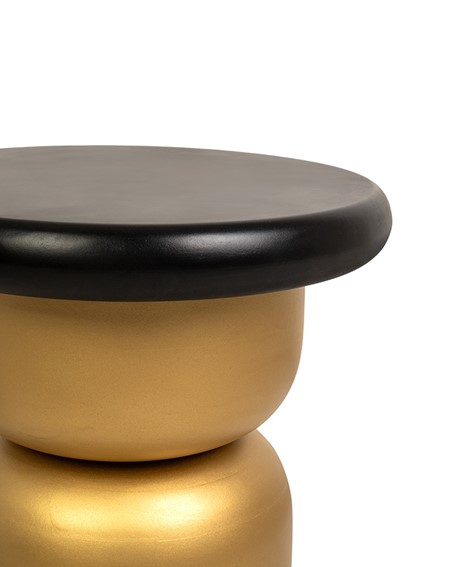 Stolik LEONARDO Fi39cm Czarny/Złoty
