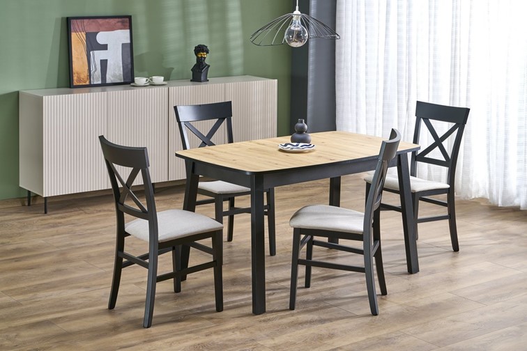 Stół Rozkładany BARRIL (130-170)x80 cm Dąb Artisan/Czarny