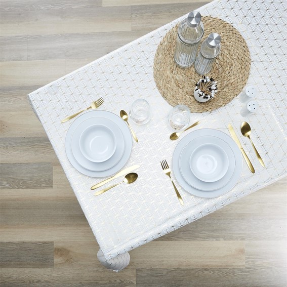 Obrus GEOMETRIC DORE Biały/Złoty 140x250cm