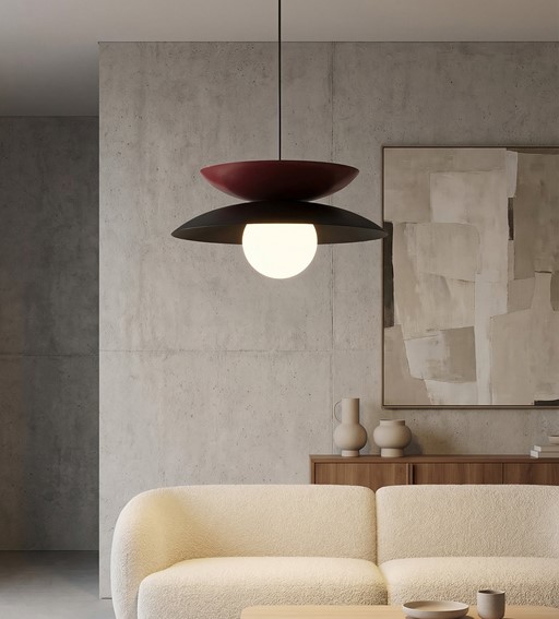 Lampa Wisząca NAGOYA 1 Czarny/Burgundowy