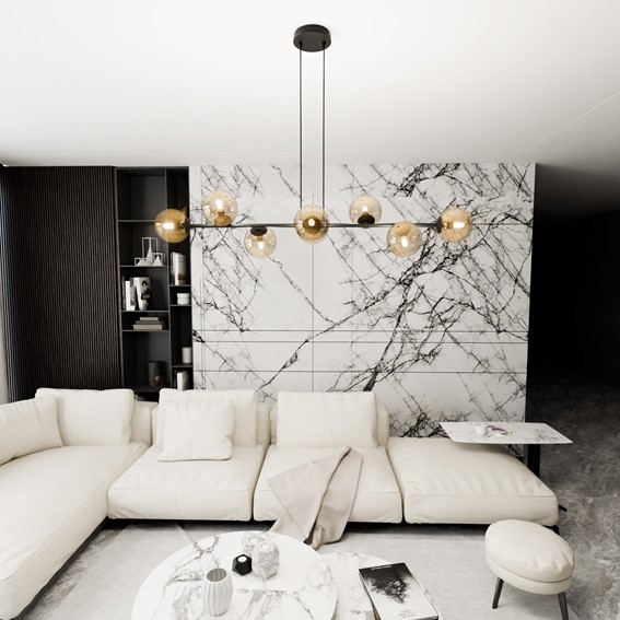 Lampa Wisząca ROSSI 8 Czarny/Miodowy