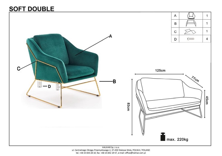 Fotel Wypoczynkowy SOFT 2 XL Czarny Jasny Popiel