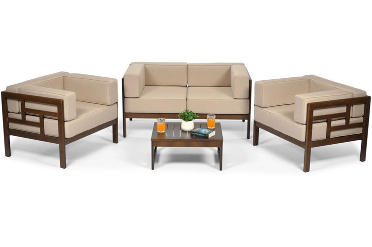 Zestaw Ogrodowy EDEN 4-Osobowy Brązowy/Beżowy