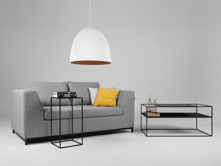 Lampa Wisząca Plissart L 70x60x130 Biały/Miedziany