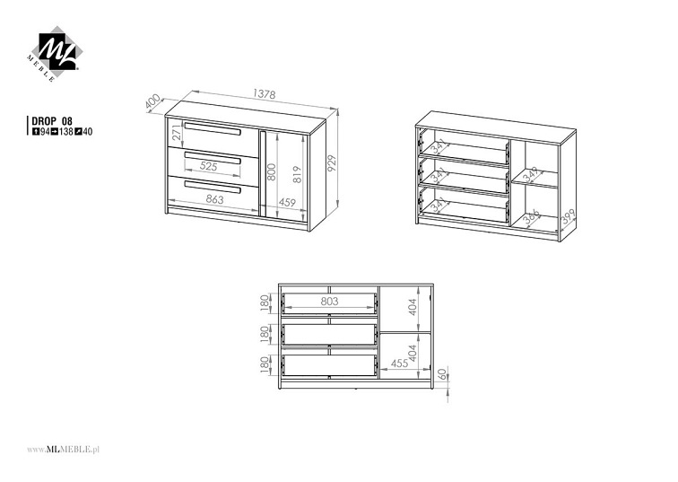 Komoda DROP 08 Szary