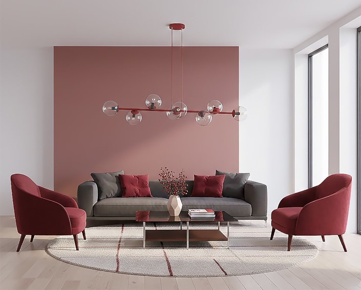 Lampa Wisząca MAGNUS 8 Burgundowy/Transparentny