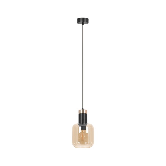 Lampa Wisząca DOKA K-5265 Czarny/Złoty/Bursztynowy