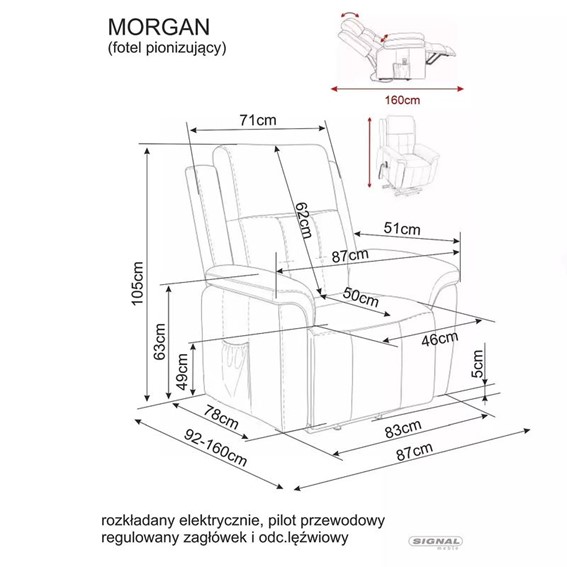 Fotel Rozkładany MORGAN RAVEN Szary