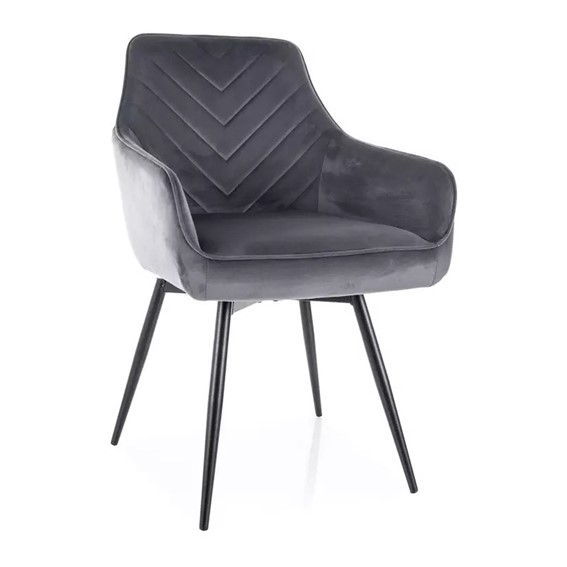 Krzesło SERVIO Velvet Szary/Czarny Mat