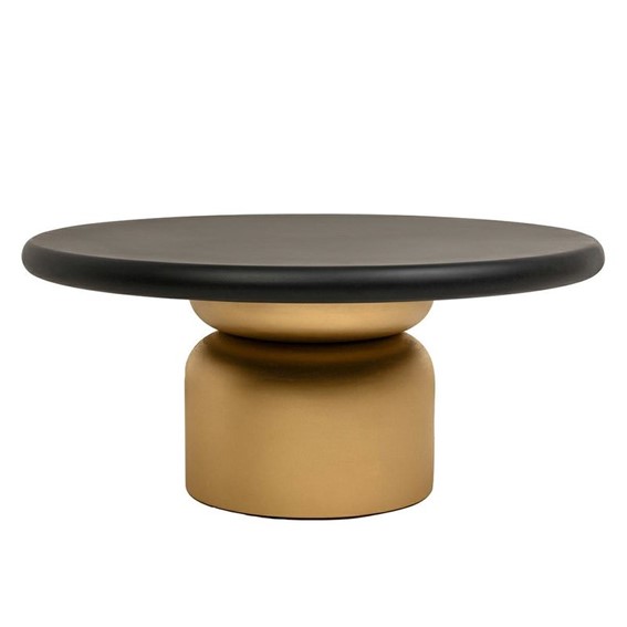 Stolik Kawowy LEONARDO Fi91cm Czarny/Złoty