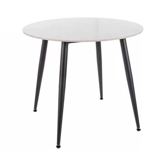 Stół Okrągły RION fi90 Biały Połysk/Czarny Mat