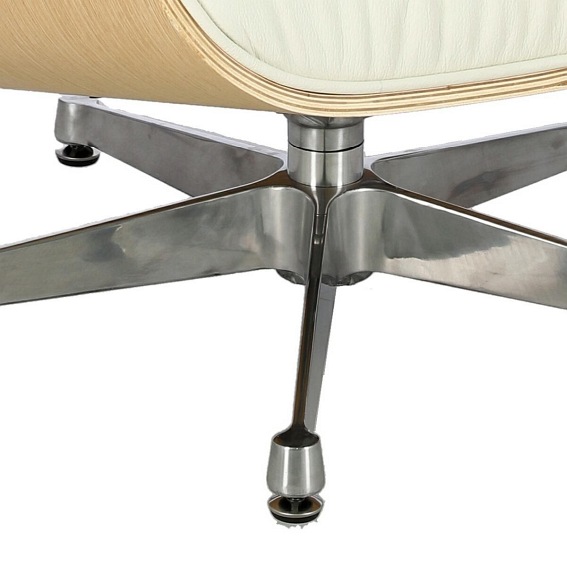 Fotel VIP 54x82x85 Biały/Natural Oak/Srebrna Baza