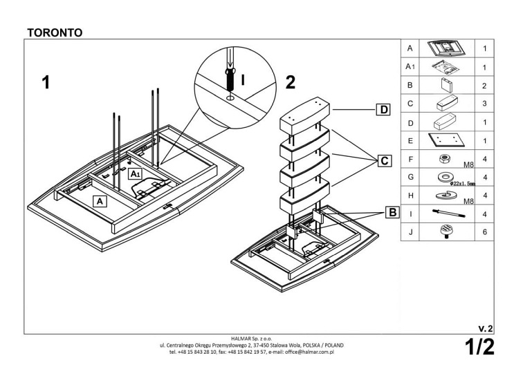 Stół Rozkładany TORONTO (180-140)x80 Biały/Dąb Złoty