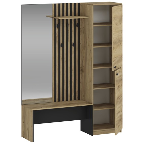 Zestaw Mebli do Przedpokoju ZARIS Dąb Złoty/Czarny