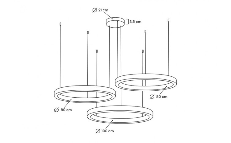 Lampa Wisząca RING 80/80/100 Złoty