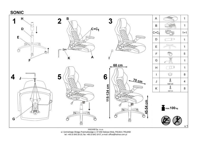 Fotel Gamingowy SONIC Czarny/Popiel