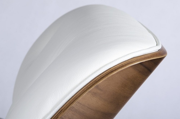 Fotel z Podnóżkiem LOUNGE HM PREMIUM  Biały/Orzech