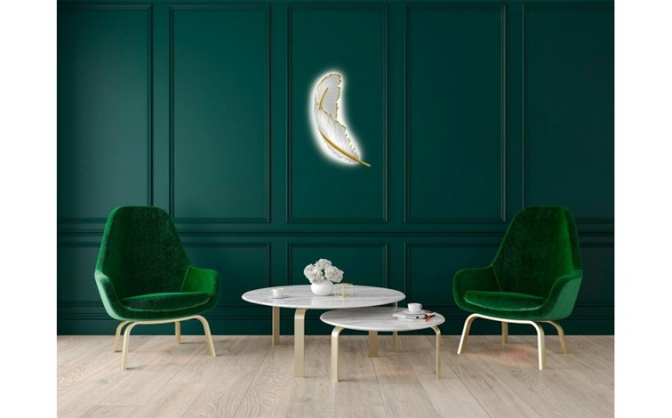 Lampa Ścienna PIÓRKO Biały/Złoty