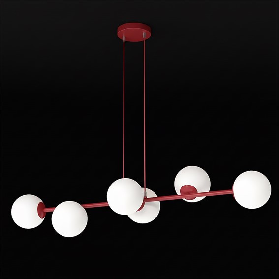 Lampa Wisząca MAGNUS 6 Burgundowy/Biały