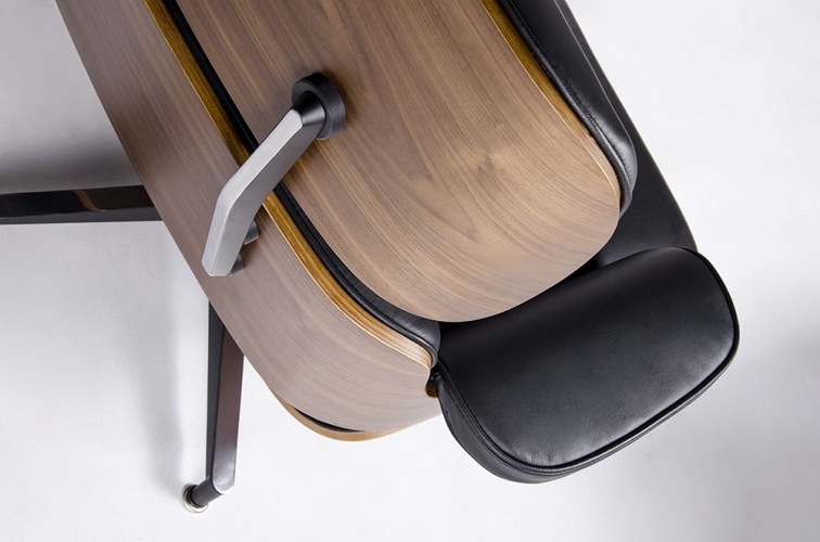 Fotel LOUNGE HM PREMIUM SZEROKI Z Podnóżkiem Czarny Skóra Naturalna