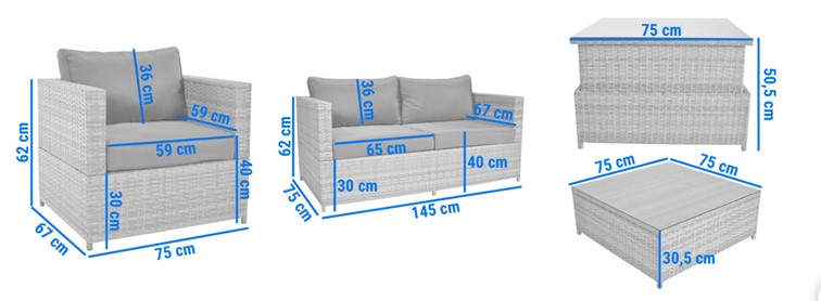 Zestaw Ogrodowy MALAGA COMFORT 4-Osobowy Brązowy