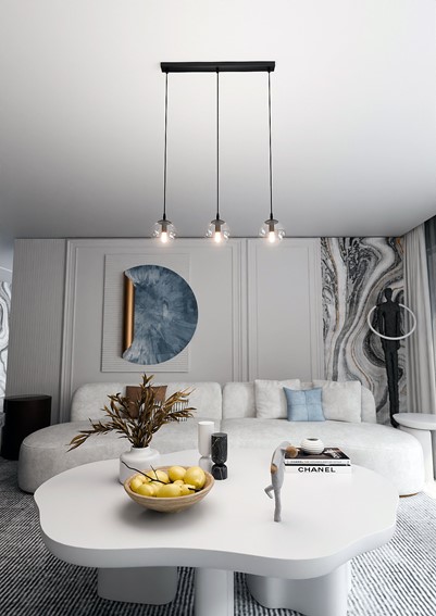 Lampa Wisząca COSMO 3 Czarny/Transparentny