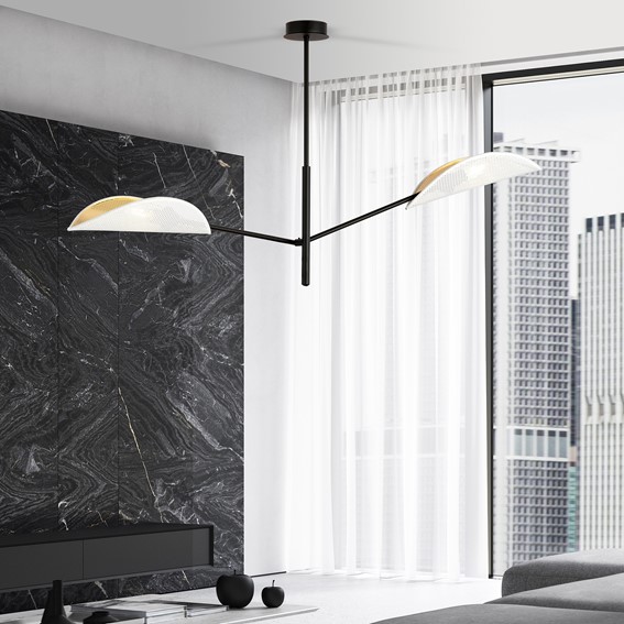 Lampa Wisząca VENE 2 Biały/Złoty