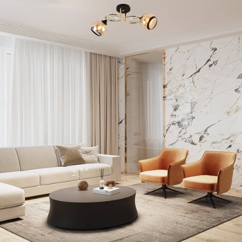 Żyrandol GABRIELLA 2 Chromowany/Bursztynowy