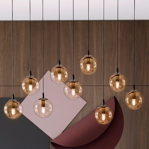 Lampa Wisząca COSMO 9 Czarny/Miodowy