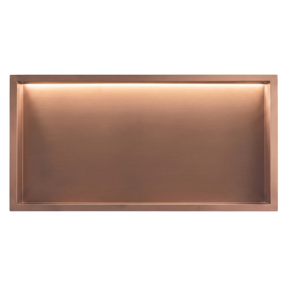 Półka Łazienkowa Wnękowa LED 30x60cm Miedź Szczotkowana